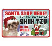 Instant Gifts 20cm x 12cm Santa Stop Here Pet sign - Shih Tzu