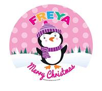 Instant Gifts Penguin Christmas Dinner Plate - Freya, 20 cm, Melamine, Injection Molded, Casual, Festive, Everyday, Hand Wash Only