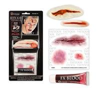 INSTANT HALLOWEEN COSTUME Peel and Stick 3D FX Halloween Kit, Costume Makeup, Injury Gore, Special Effects Prosthetic Appliance