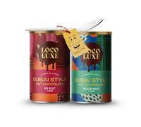Instant Hot Chocolate Bundle Includes: 2x Loco Luxe Dubai Style Hot Chocolate | Red Velvet (275g) & Pistachio Knafeh (250g) Powder Drink Mix bundled with 1x Stainless Little Spoon by Donny & Dev
