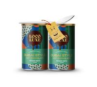 Instant Hot Chocolate Bundle Includes: 2x Loco Luxe Dubai Style Pistachio Knafeh Hot Chocolate Gift Sets Powder Drink Mix (250g each tin) bundled with 1x Stainless Little Spoon by Donny & Dev