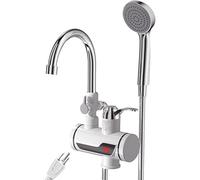 Instant Hot Water Faucet | Hot Water Dispenser Faucet | Portable Hot Shower | 3000W Tankless Water Heater Electric - 360° Rotating Fast Heating with LED Display & Hose | Complete Shower Set
