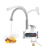 Instant Hot Water Tap, 220V 3000W Tankless Electric Water Heater with LED Display, 3-Sec Fast Heating, 360° Rotatable Spring Faucet, Cold/Hot Mixer Water Tap, Stainless Heater Tap for Kitchen Bathroom