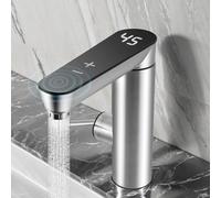 Instant Hot Water Tap, 220V Electric Tap Faucet with Digital Display 30-55℃ Tankless Water Heater 304 Stainless Steel Instant Electric Water Tap for Home Kitchen Sink Bathroom Washroom Facilities