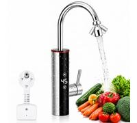 Instant Hot Water Tap 3400W, Tankless Electric Hot Water Faucet with LED Display, 3-Second Fast Heating, 360° Rotatable 304 Stainless Steel, 25-55°C Adjustable Tap for Kitchen Bathroom Sink