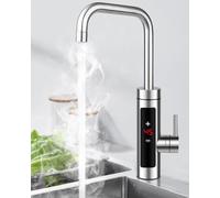 Instant Hot Water Tap, 360° Rotatable Instant Water Heater Tap with Digital Display, 220V 3000W Stainless Steel Electric Water Heater Faucet for Kitchen Washroom Bathroom (Silber)