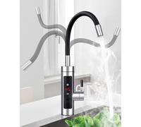 Instant Hot Water Tap, 360° Rotatable Instant Water Heater Tap with Digital Display, 220V 3000W Stainless Steel Electric Water Heater Faucet for Kitchen Bathroom Washroom (Schwarz)