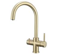 Instant Hot Water Tap for Kitchen - 4in1 Boiling Filtered Hot & Cold Brass Faucet (Boiler & Filter Not Included) - Brushed Gold Finish