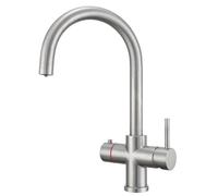 Instant Hot Water Tap for Kitchen - 4in1 Boiling Filtered Hot & Cold Brass Faucet (Boiler & Filter Not Included) - Brushed Gold Finish