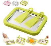 Instant Ice Cream Maker, At-Home Rolled Ice Cream Maker Kit, DIY Homemade Sorbet, Instant Freeze Plate with 2 Scrapers, Fun Family Activity, Frozen Yogurt tray (Green)