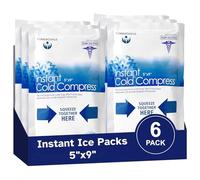 Instant Ice Packs for Injuries - 6 Pack of Disposable Cold Compress Ice Packs for Sprains, Strains, Contusions, Minor Burns, Toothaches, and More