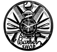 Instant Karma Clocks | Barber Shop Wall Clock | Retro Hairdresser Tools Design with Pole and Blades | Silent Quartz Movement | Perfect for Barbers, Salons and Vintage Decor