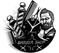 Instant Karma Clocks Wall Clock Barber Shop Hairdresser Beard Salon Beauty, HDF Wood Coated Finish Black Color, 12 inch/ 30cm