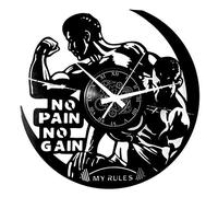 Vinyl Wall Clock Vintage Handmade Workout Gym Sport Fitness No Pain No Gain