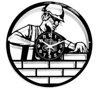 Instant Karma Clocks | Bricklayer Wall Clock with Construction Worker Silhouette - Wall Decoration - Home Office Silent Non-Ticking