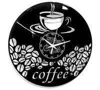Instant Karma Clocks | Coffee Wall Clock | Steaming Cup and Coffee Bean Design | Silent Quartz Movement | Perfect for Cafés, Baristas and Kitchen Decor