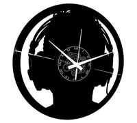 Instant Karma Clocks Vinyl Wall Clock Music Rock Guitar Bass Drummer Band Modern Design, Black