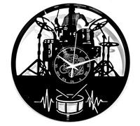 Instant Karma Clocks Vinyl Wall Clock Guitar Music Keyboard Drummer Rock Band Gift, Black