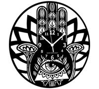 Instant Karma Clocks | Hamsa Hand Wall Clock - Silent Non-Ticking Quartz - Wall Decoration for Spiritual Home, Yoga Studio, Meditation Room, Boho Decor