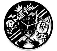 Instant Karma Clocks Wall Clock ➤ Heavy Metal Guitar Music Keyboard Drummer, Engineered Wood, Black, Ø12inch