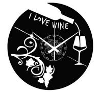 Instant Karma Clocks | I Love Wine Wall Clock - Wine Bottle, Glass & Grapes Theme - Silent No-Ticking | Perfect for Bedroom, Office, Studio, Cabin, Living Room - Unique Decoration