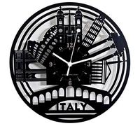 Instant Karma Clocks | Italy Wall Clock with Rome, Pisa, Venice and Milan Landmarks | Silent No-Ticking | Perfect for Bedroom, Office, Studio, Cabin, Living Room | Unique Decoration