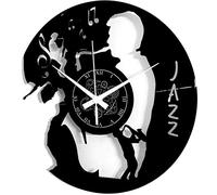 Instant Karma Clocks | Jazz Wall Clock with Saxophone and Musician Silhouette - Silent No-Ticking | Perfect for Bedroom, Office, Studio, Cabin, Living Room | Unique Decoration