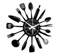 Instant Karma Clocks Vinyl Wall Clock Chef Home Decoration Furnishing Dining Restaurant Cutlery Kitchen Living Room Gift Idea