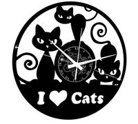 Instant Karma Clocks | Love Cats Wall Clock | Whimsical Cat Silhouette Decor | Silent Quartz Movement | Perfect for Pet Lovers and Feline-Themed Spaces