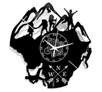 Instant Karma Clocks Vinyl Wall Clock Mountain Climbing Hiking, Black
