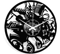 Instant Karma Clocks | Musical Instruments Wall Clock | Guitar, Headphones & Notes Design | Silent Quartz Movement | Perfect for Musicians, DJs and Studio Decor