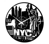 Instant Karma Clocks | New York City Wall Clock | Statue of Liberty and Skyline Design | Silent Quartz Movement | Perfect for Travel Lovers, Urban Spaces and American Decor