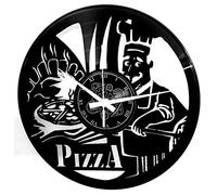 Instant Karma Clocks | Pizza Chef Wall Clock - Silent No-Ticking - Perfect for Pizzeria, Kitchen, Restaurant, Dining Area, Bistro | Modern Design Unique Decoration