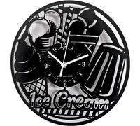 Instant Karma Clocks Wall Clock ➤ Ice Cream Shop, Wood, Black, Ø12inch