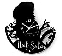 Instant Karma Clocks Wall Clock Make Up Salon Beauty Beautician Shop Manicure Nail Polish, Black Wood, 12 inch/ 30cm