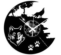 Instant Karma Clocks Vinyl Wall Clock Wolf Celtic Winter Forest Modern Decoration Home, Black