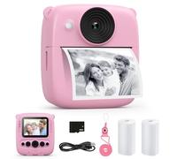 Instant Kids Photo Camera, 1080P HD Video, 32GB Card, Pink | 48MP, Screen 2.0", Inkless Printing, with Photo Paper, Selfie, Filters, Gift Boys and Girls 3-12 Years