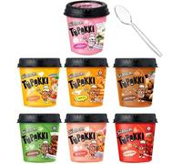Instant Korean Tteokbokki Topokki Rice Cakes with 50 Reusable Spoons - 6 Random Flavours Carbonara, Cheese, Curry, Garlic Teriyaki, Jjajang, Rose, Original Sweet & Spicy - Authentic Street Snack Cups