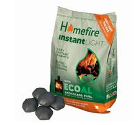 Instant Light Smokeless Coal Fire - Very Easy To Light 3kg Smokeless Ecoal Fuel Made with Olive Stones for Open Fire and Multi Fuel Stoves. Suitable for Smokeless Zones, Burns over 3hrs