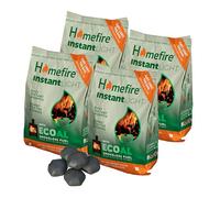 Instant Light Smokeless Coal Fire - Very Easy To Light 4 x 3kg Smokeless Ecoal Fuel Made with Olive Stones for Open Fire and Multi Fuel Stoves. Suitable for Smokeless Zones, Burns over 3hrs