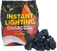 Instant Lighting Charcoal BBQ Lumpwood Fuel Quick Lighting Grill Charcoal Enough for 2 Barbecues Just Light the Bag 2 x 850g Bags