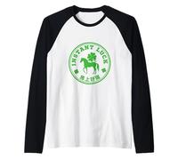 Instant Luck - Four Leaf Clover and Horse Chinese Idiom Raglan Baseball Tee