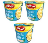 Instant Mashed potatoes Pots Halal Certified Mashed Potato Pot 40g | FabFinds Mug (3 Pack, Cream)