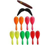 INSTANT MEXICAN FANCY DRESS SET - 2X MARACAS, 1X STICK ON TASH AND 1X JUMBO PLASTIC CIGAR - CHEAP AND EASY FANCY DRESS FIX FOR MEXICAN/AROUND THE WORLD FANCY DRESS PARTIES - PINK