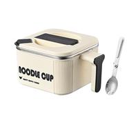 Instant Noodle Bowl - Large Stainless Steel Pot, Microwave Pasta Cooker, Spoon Handle Container, Soup Serving | for Cooking Noodles Soup Meals Teens Adults Kitchen Dorm Apartment Office Lunch
