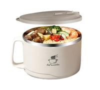 Instant Noodle Bowl - Stainless Steel 1100Ml Filterable Container, Dustproof Shell Lid, Compact Portable Design | Storage and Serving Solution for Thai Pho Soup Cereal Home Kitchen Use