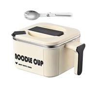 Instant Noodle Bowl - Stainless Steel Large Pot with Handle and Spoon, Heat Resistant Microwave Pasta Cooker for Quick Meals, Soup, Rice, or Snacks, Ideal Kitchen Accessory, 7.87x5.91x3.94 inches
