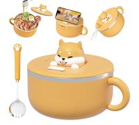 Instant Noodle Bowl with Handles 1200ml Instant Ramen Bowl with Lid and Spoon Portable Microwave Safe Ramen Cooker for Soup, Noodles, Dumplings, Salads