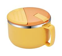 Instant Noodle Bowls, 1300ml Stainless Steel Ramen Bowl, Double Insulated Sealed Pasta Bowl with Handle and Lid, Kitchen Mixing Bowl for Instant Pasta, Bento, Lunch (Yellow)