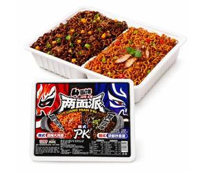 Instant Noodles with Two Flavors: Spicy Chicken & Zha Jiang Mian (Fried Sauce Noodles) - 2-Pack for Party Sharing
